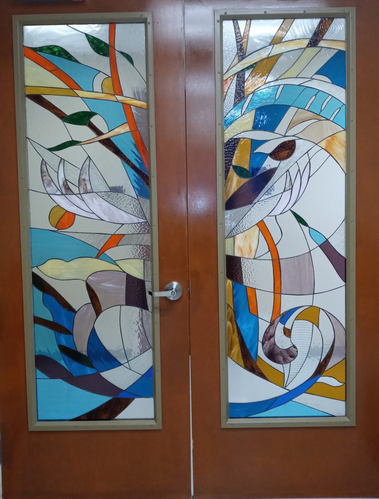 Door with stained glass
